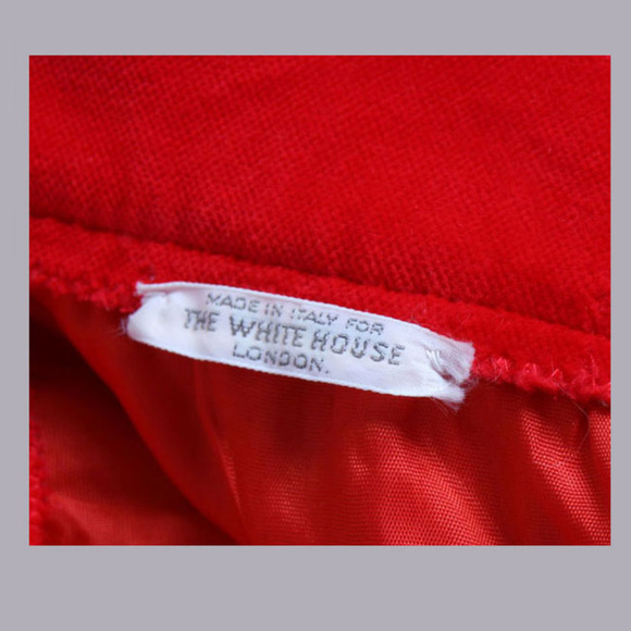 Vintage Designer WHITE HOUSE Red Silk Velvet Skirt - Picture 4 of 5